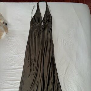 ZARA SATIN HALTER MAXI DRESS